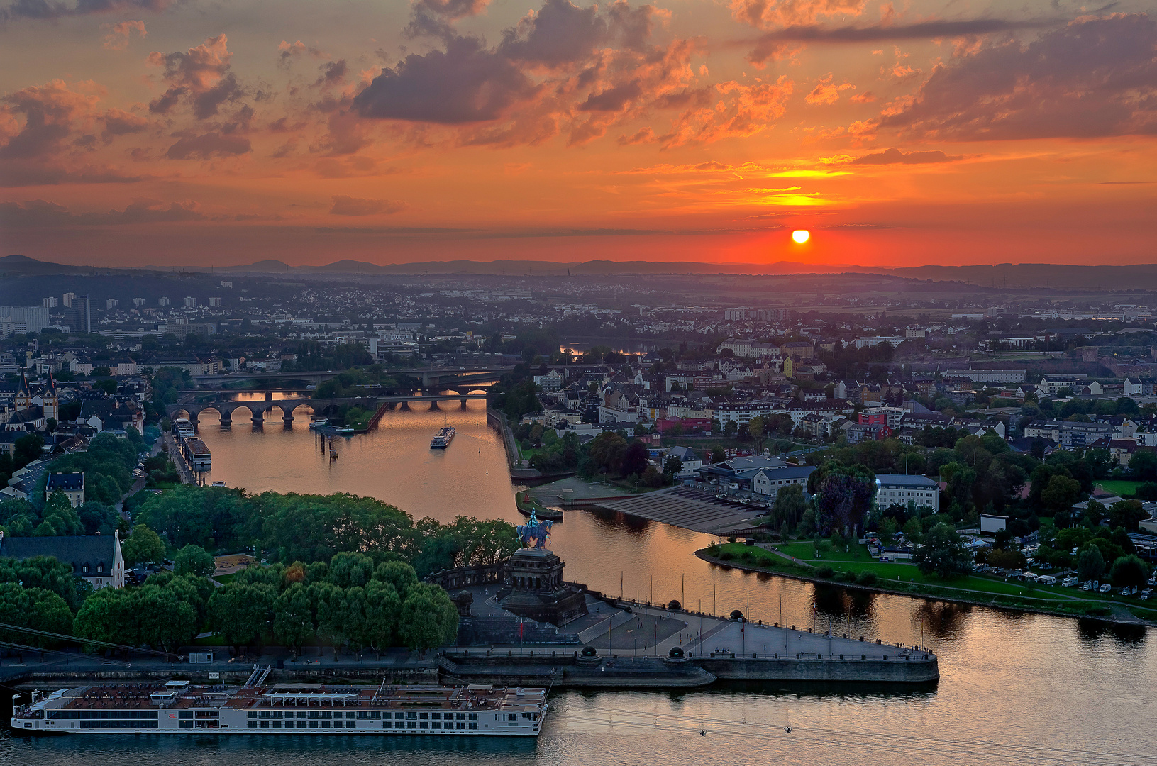 Sonnenuntergang Moselmündung, Koblenz