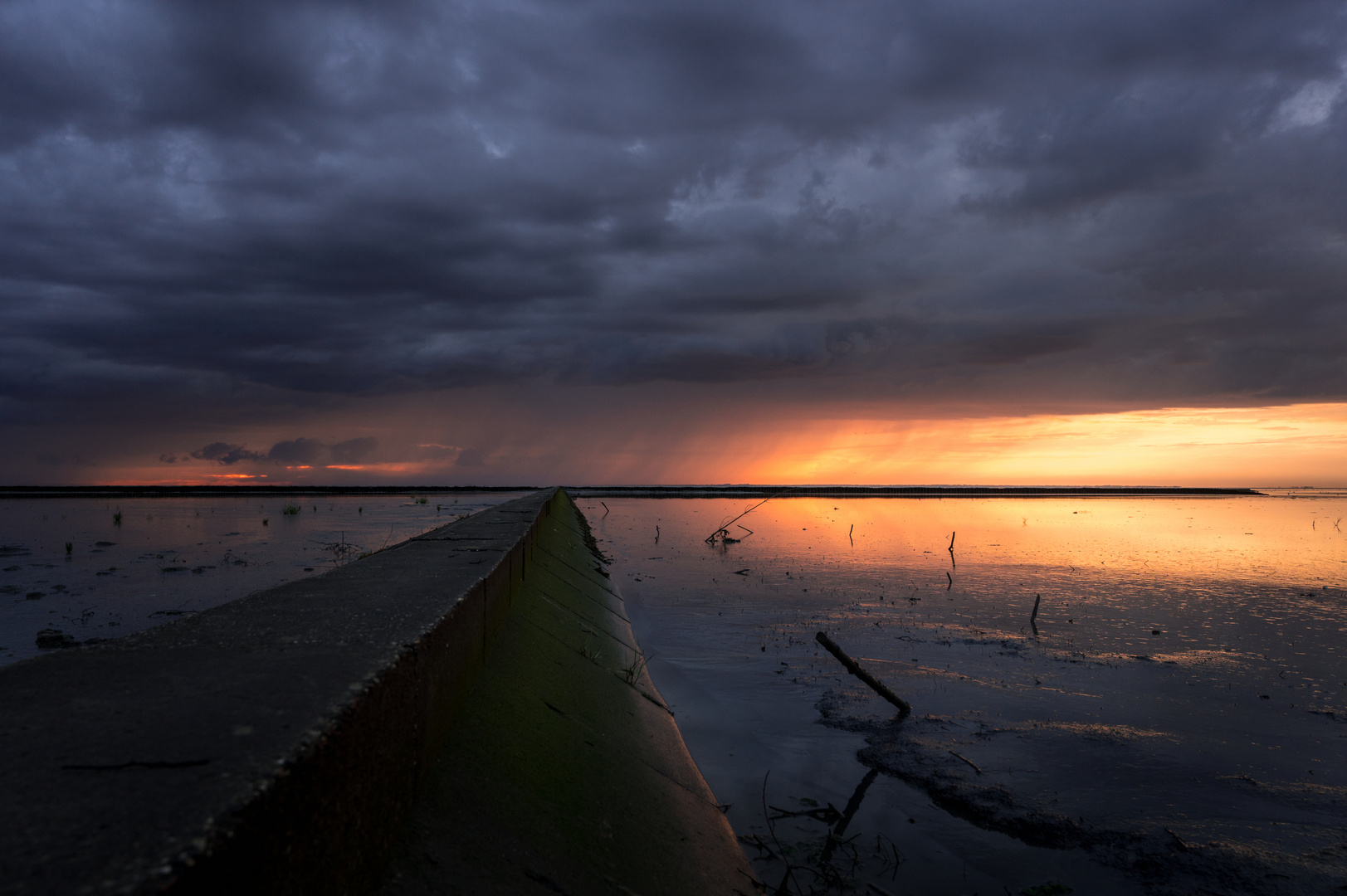 Sonnenuntergang Nordsee, Blick Richtung Juist