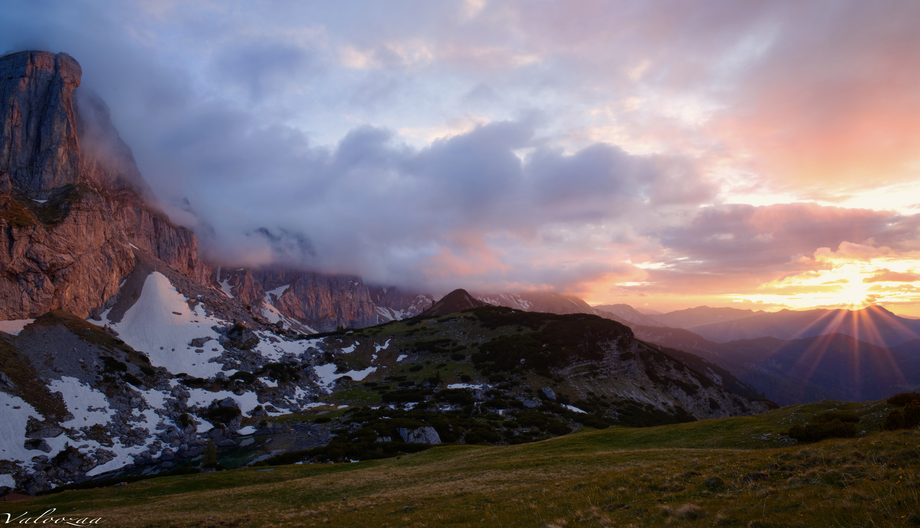 Sonnenuntergang Rofan Nordwand