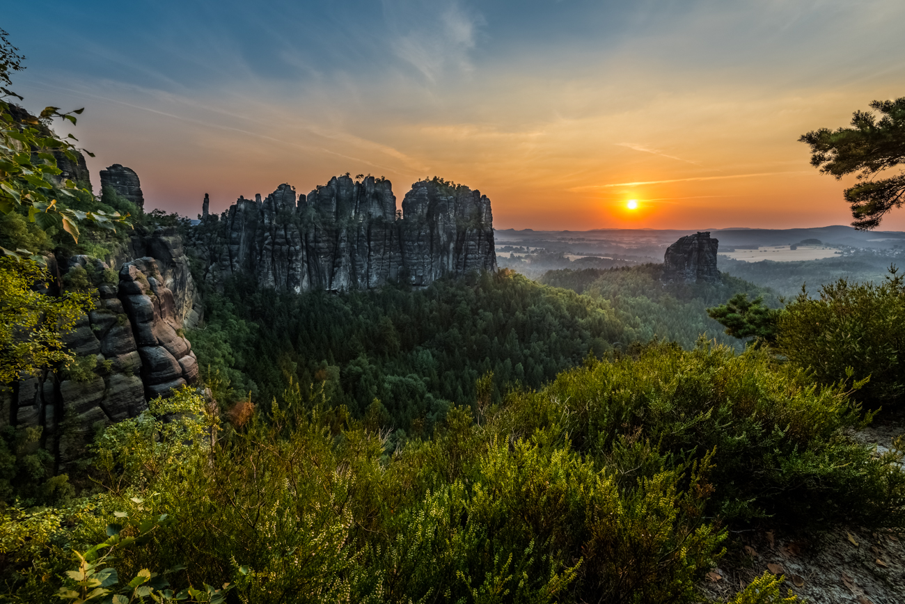 Sonnenuntergang Schrammsteine