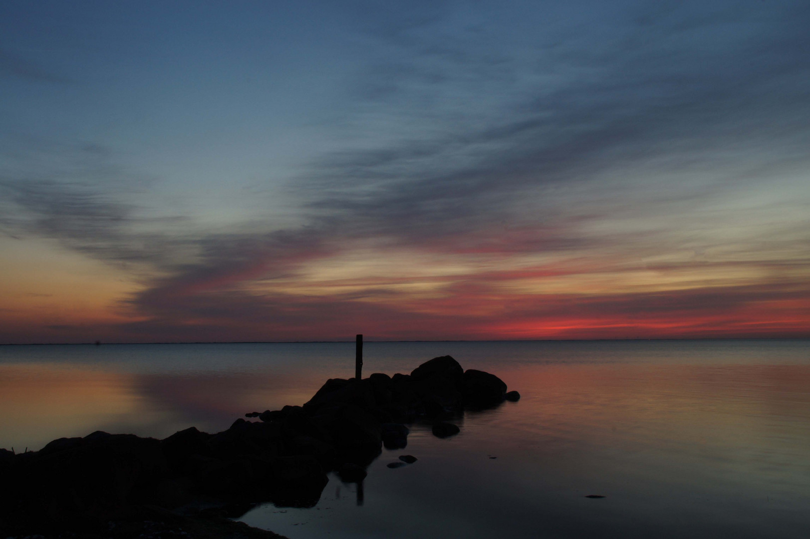 Sonnenuntergang, Skaven Strand am Ringkøbing Fjord