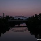 Sonnenuntergang sowie Mondaufgang in Bamberg