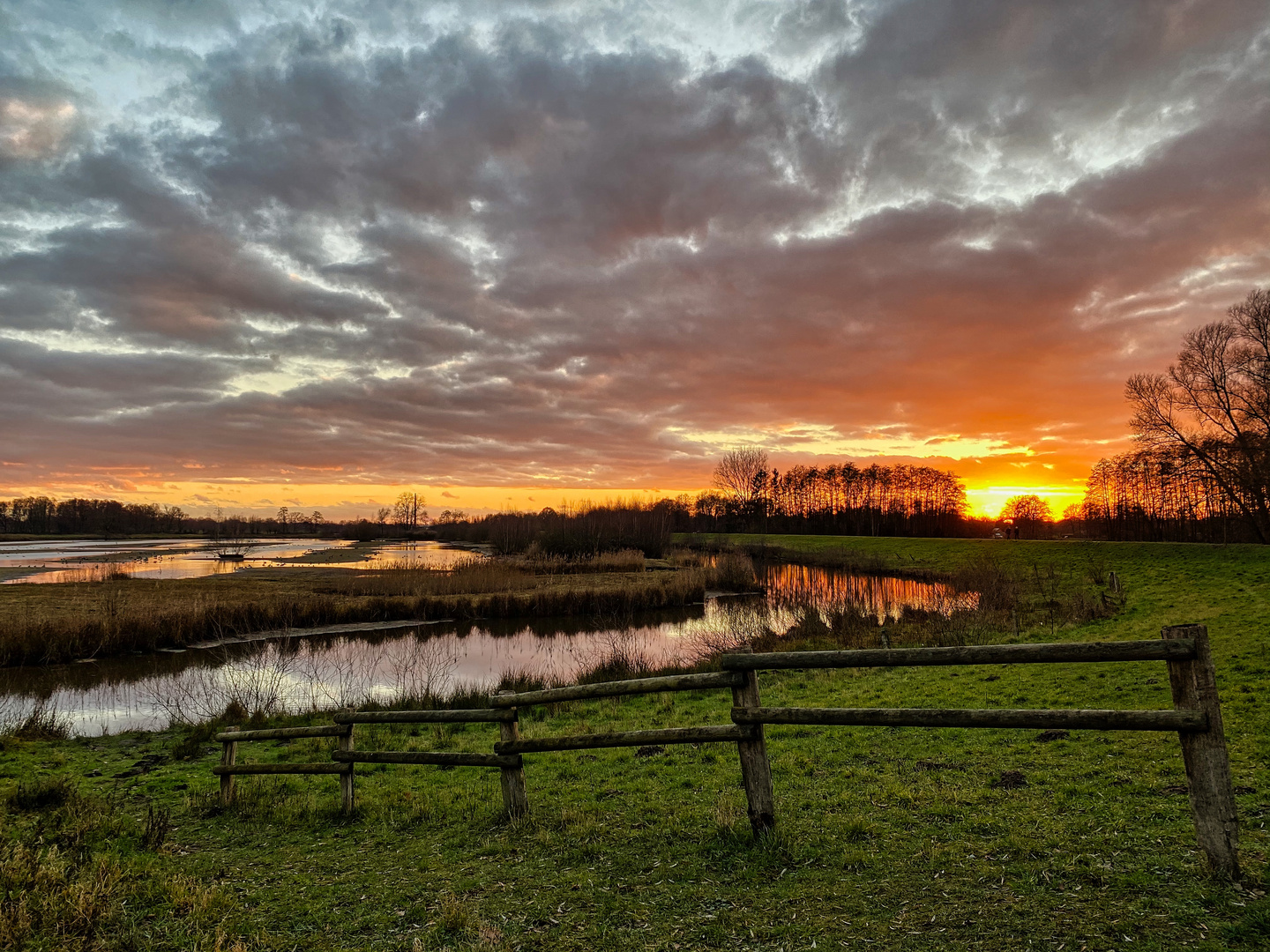 Sonnenuntergang Steinhorster Becken, Herbst 2020