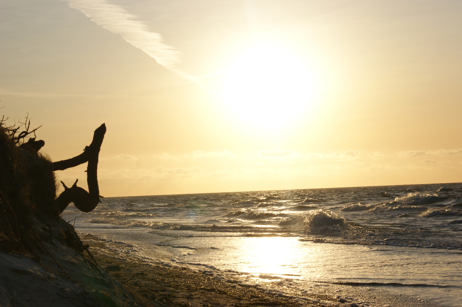 Sonnenuntergang Strand Darsser Ort im Januar