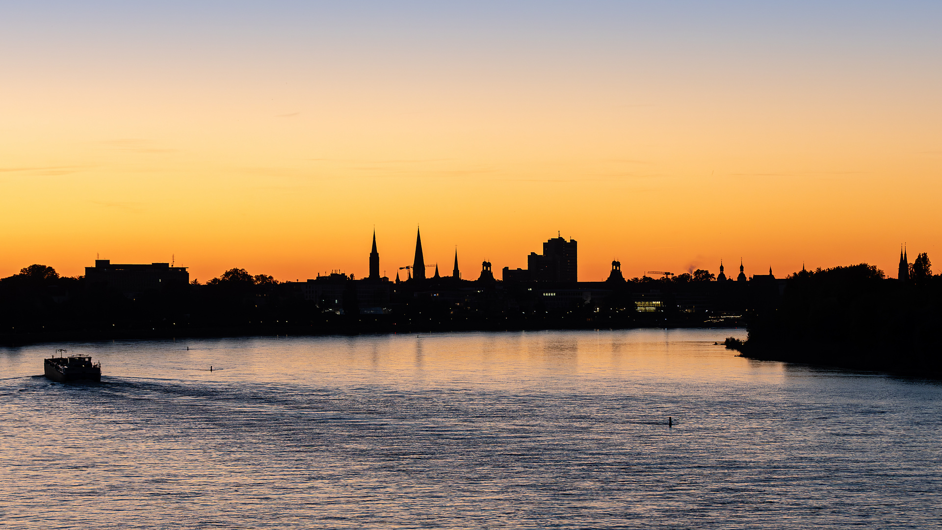 Sonnenuntergang über Bonn und dem Rhein