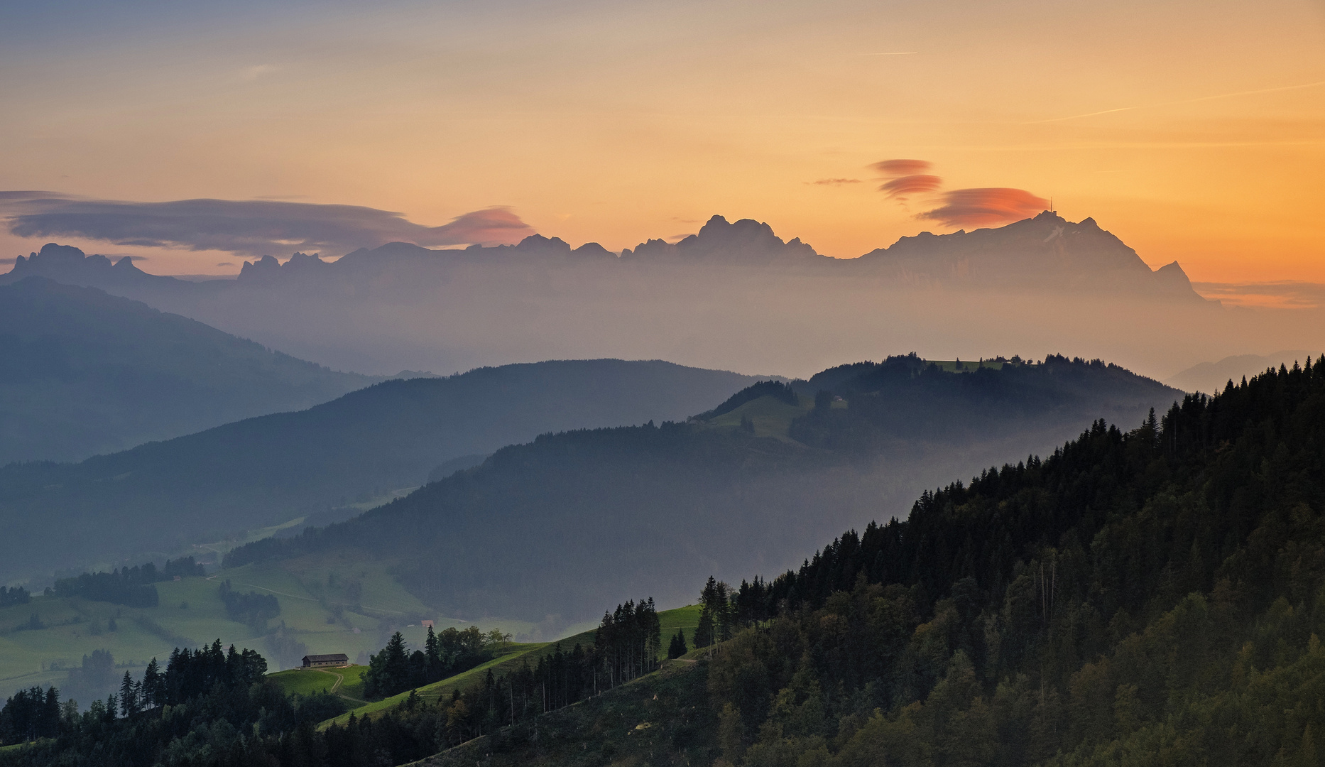 Sonnenuntergang über dem Alpstein