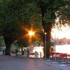 Sonnenuntergang über dem Hochrhein in Diessenhofen