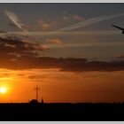 Sonnenuntergang über dem Tagebau Hambach