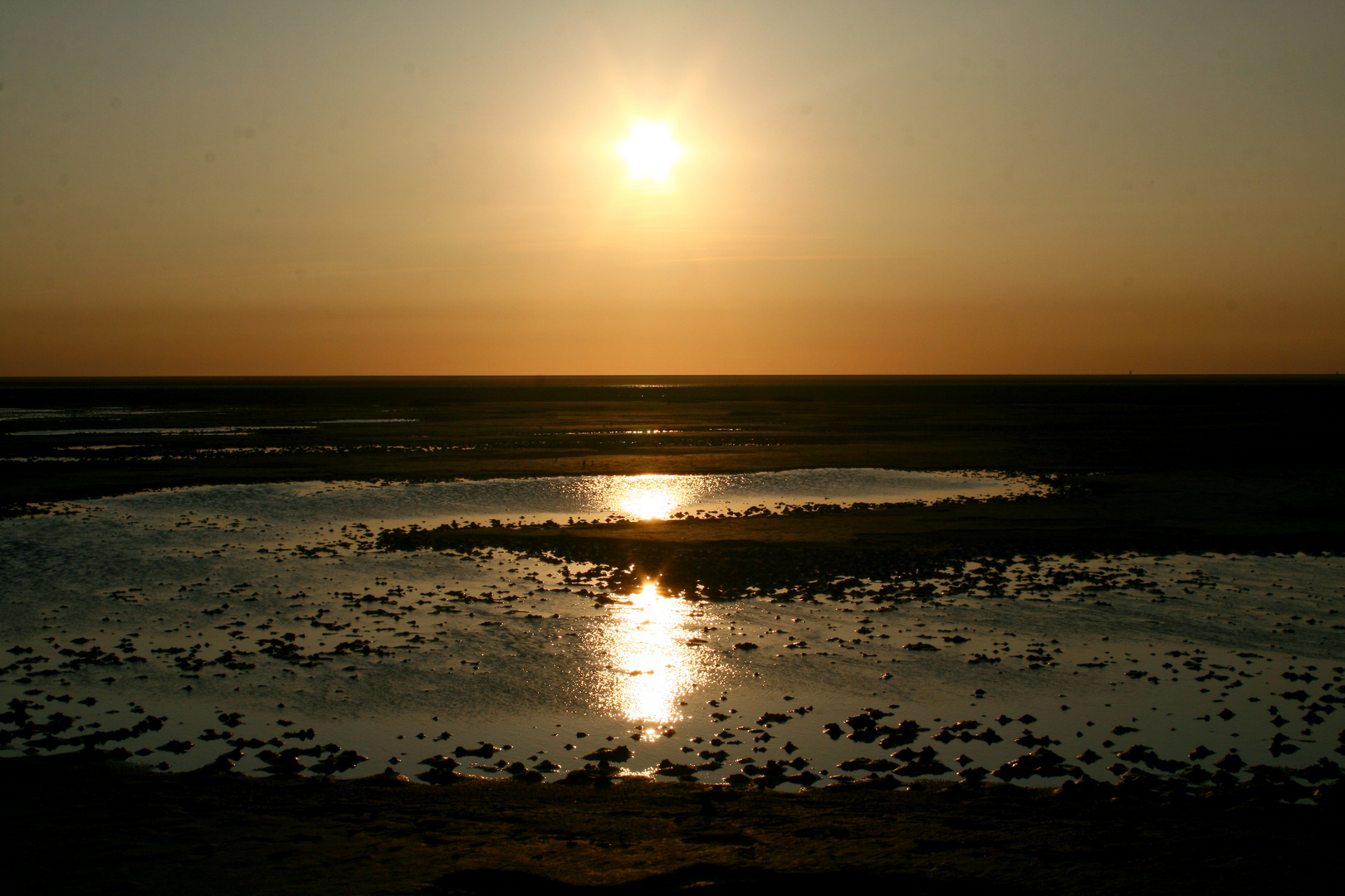 Sonnenuntergang über dem Wattenmeer