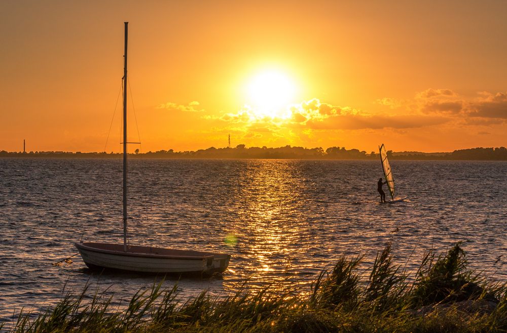 Sonnenuntergang über dem Wieker Bodden