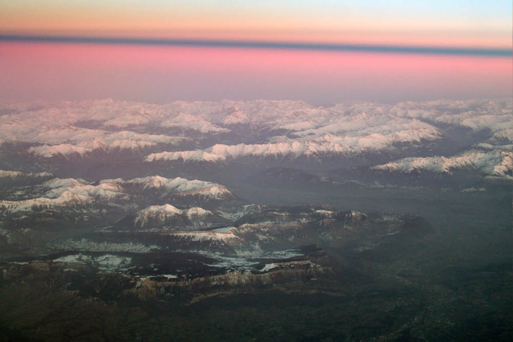 Sonnenuntergang über den Alpen