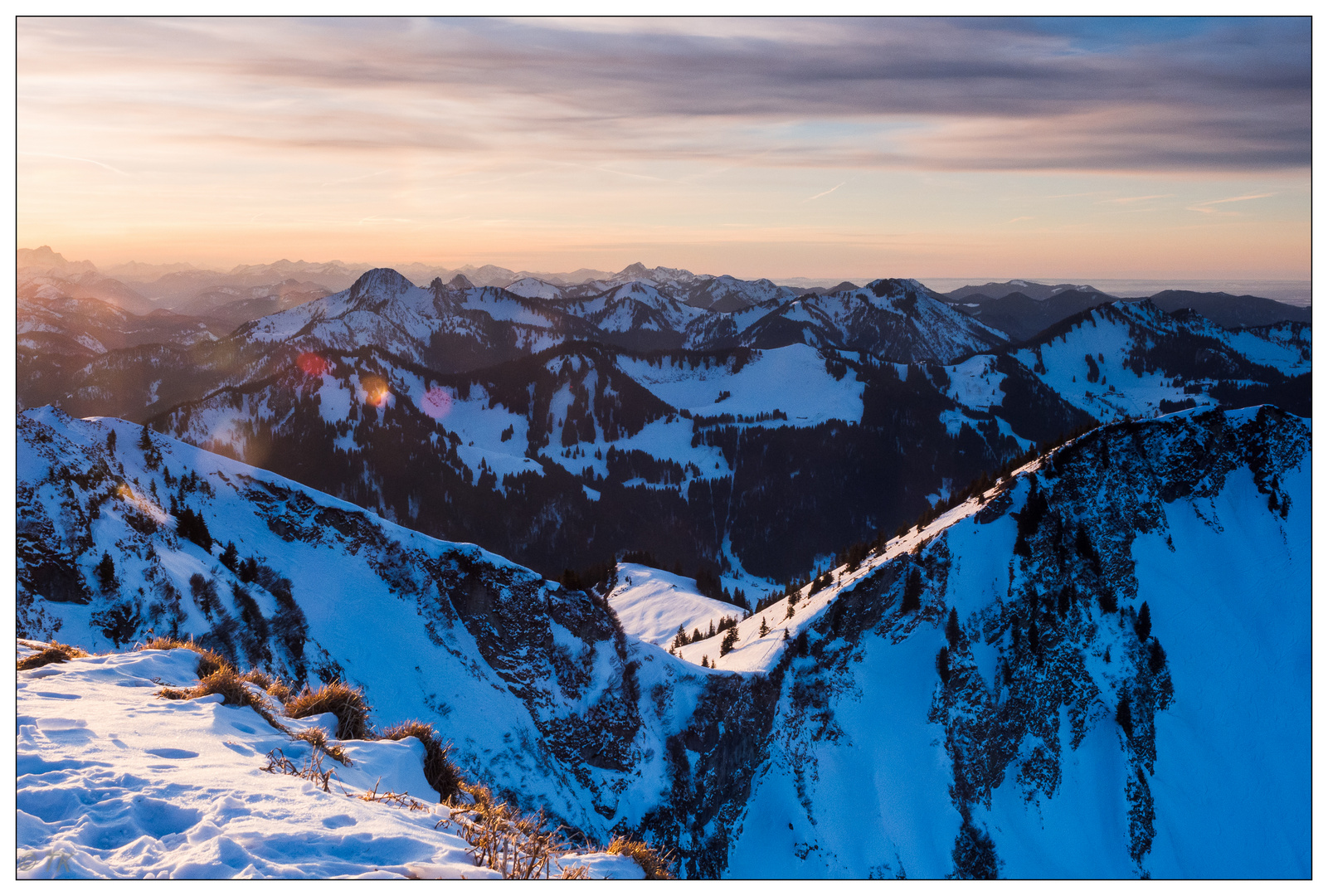 Sonnenuntergang über den Bayerischen Alpen