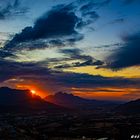 Sonnenuntergang über den Hottentots Holland Mountains