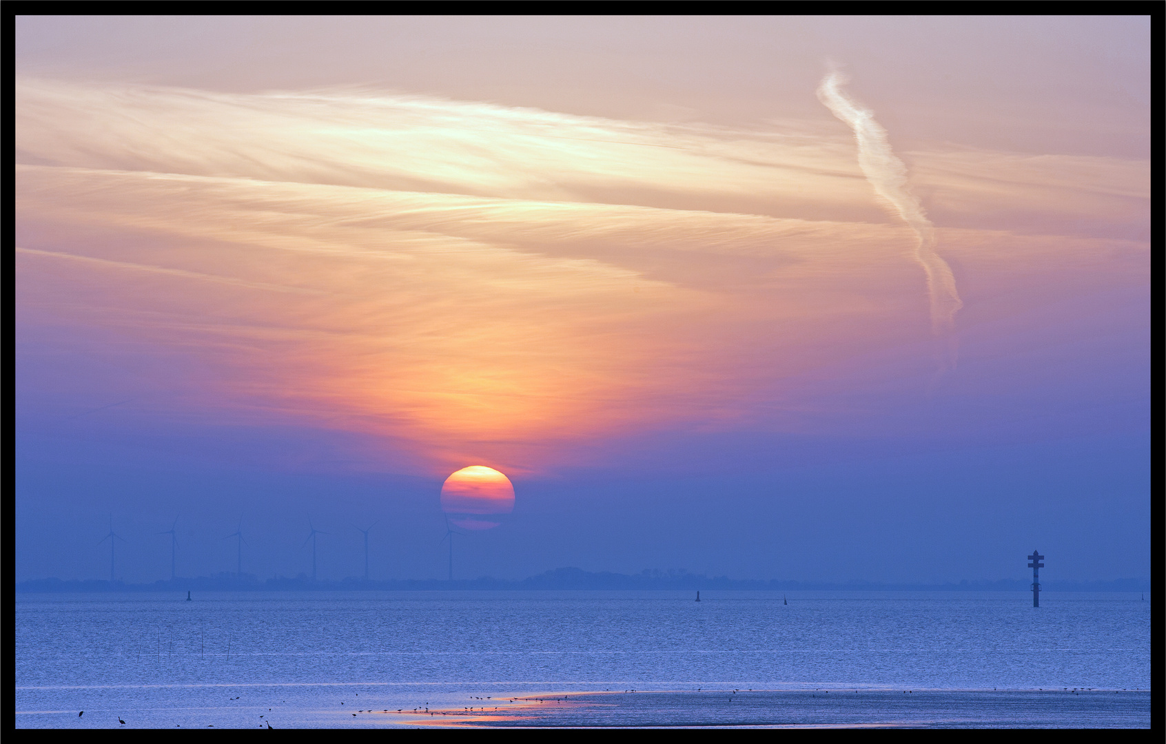 Sonnenuntergang über der Außenweser