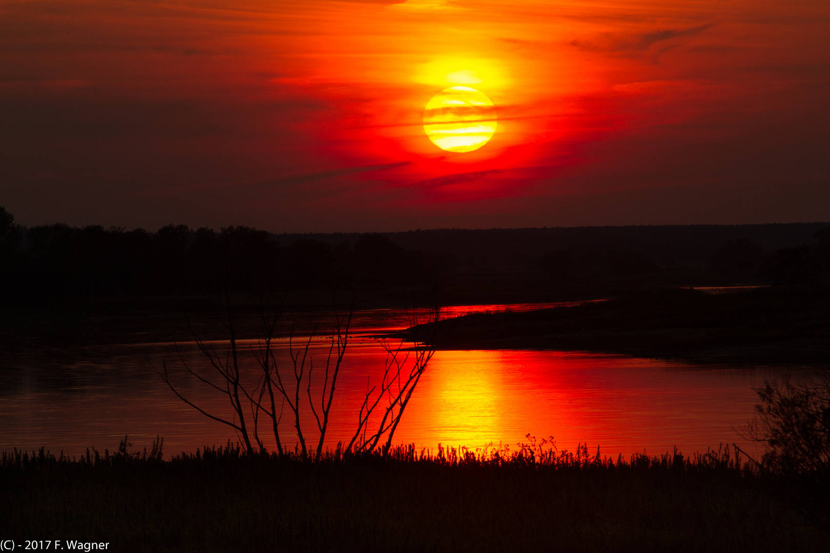 Sonnenuntergang über der Elbe (Kehnert)