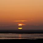 Sonnenuntergang über der Nordsee bei Schobüll (Husum), Blickrichtung Nordstrand