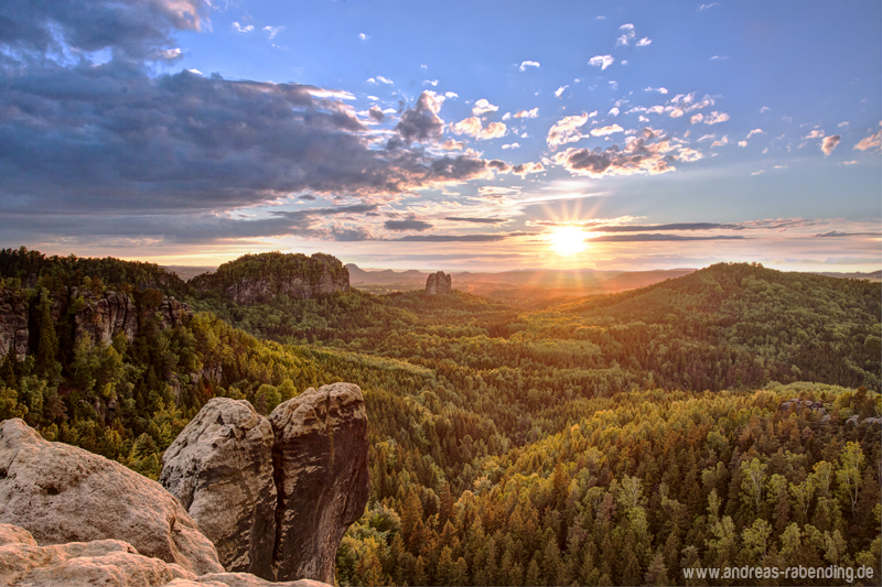 Sonnenuntergang über der Sächsischen Schweiz