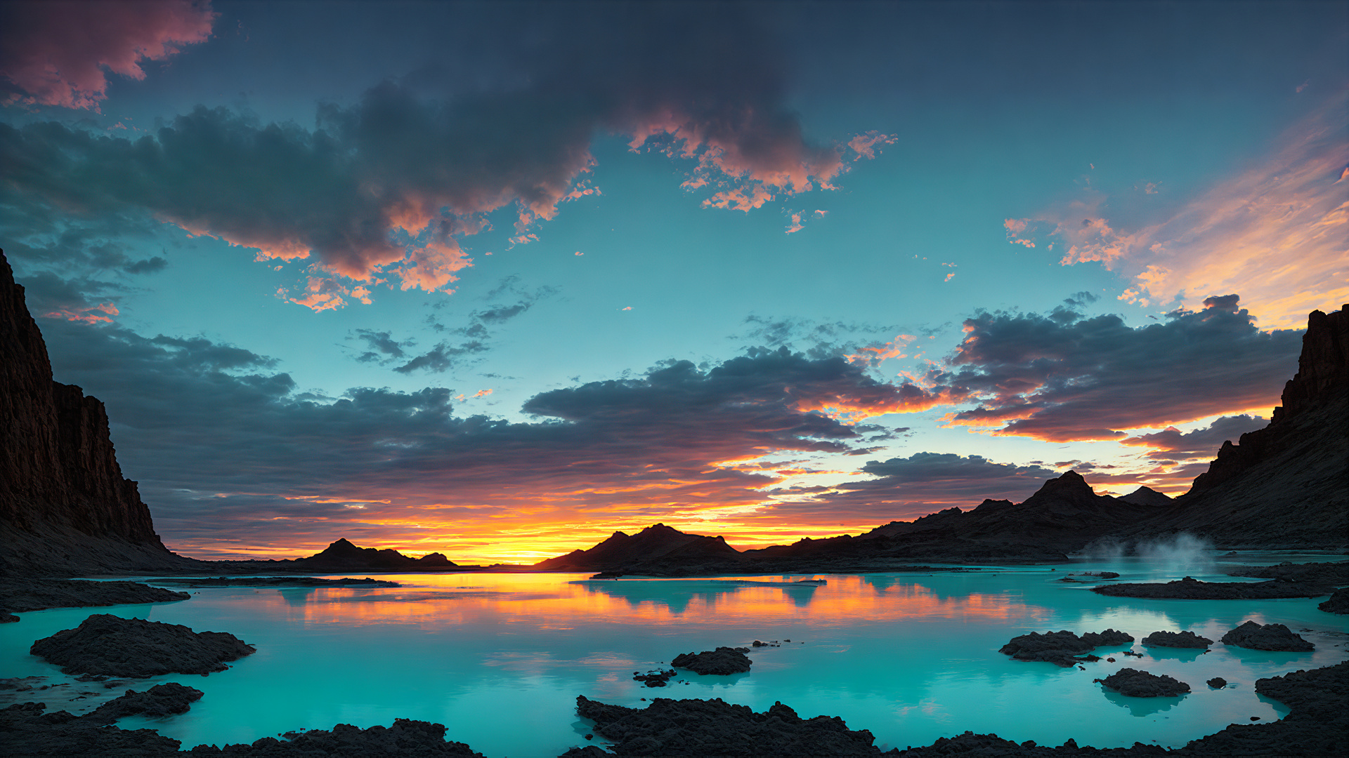 Sonnenuntergang über der verlassenen Lagune