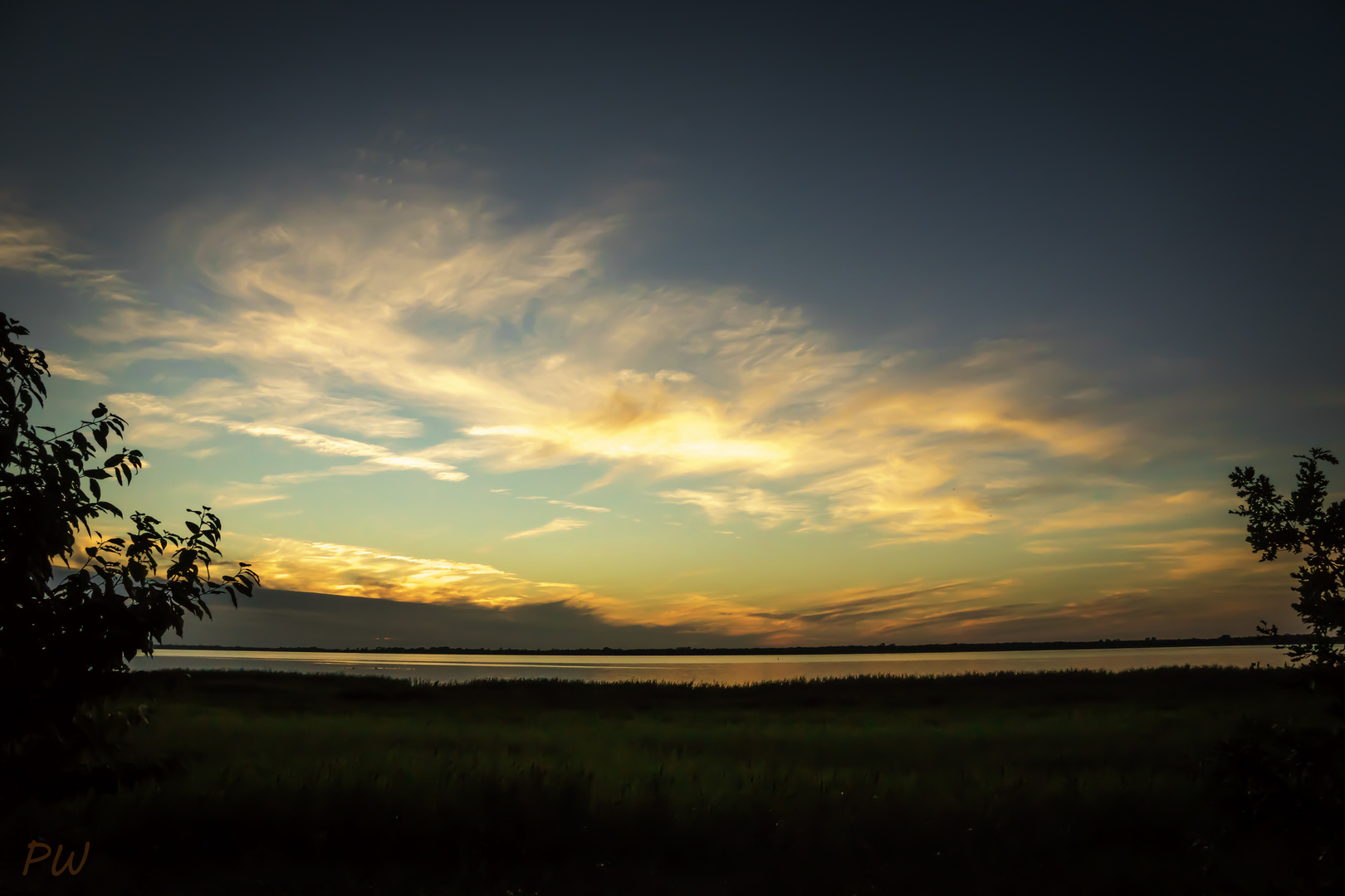 Sonnenuntergang über der Vorpommerschen Boddenlandschaft