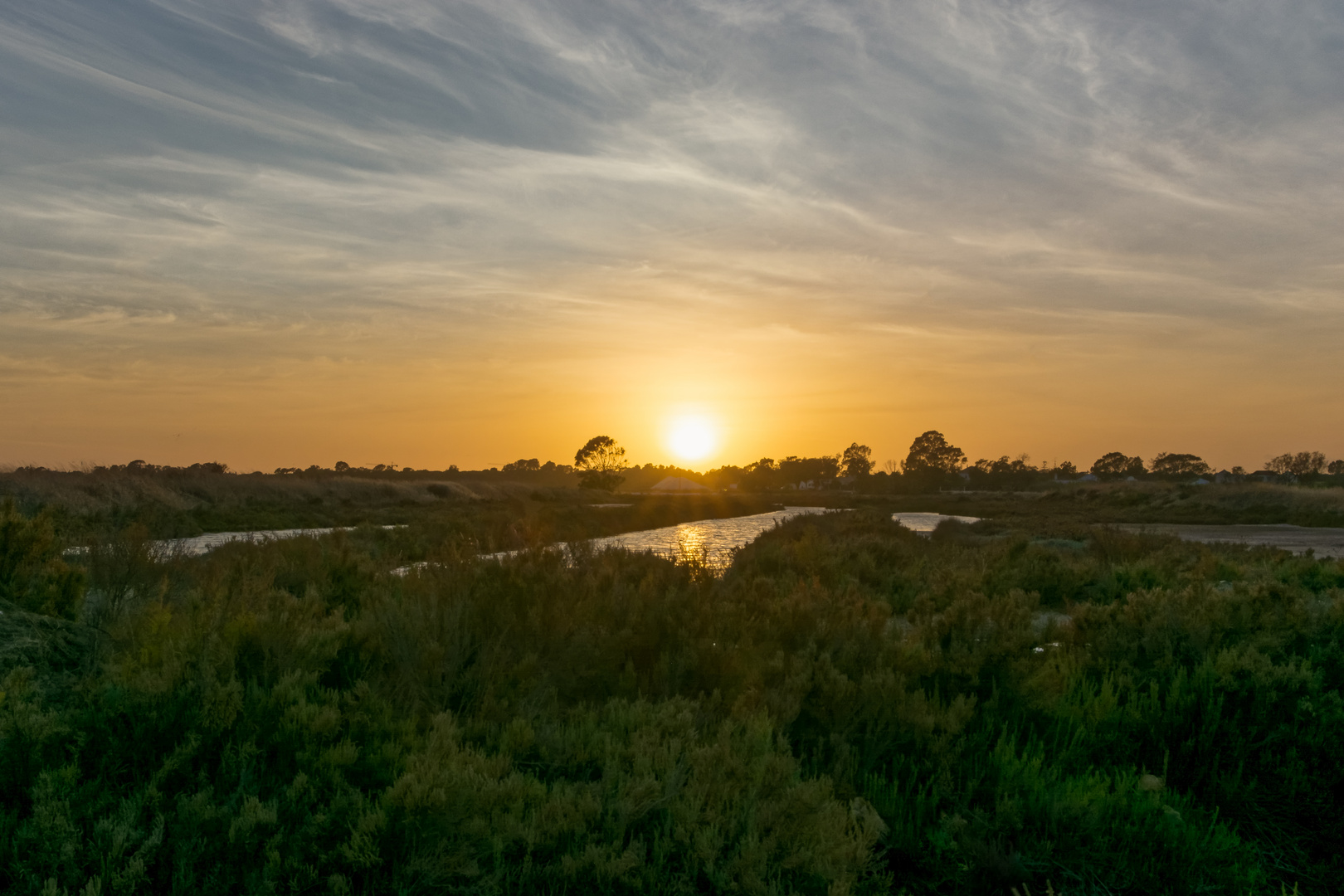 Sonnenuntergang über die Saline