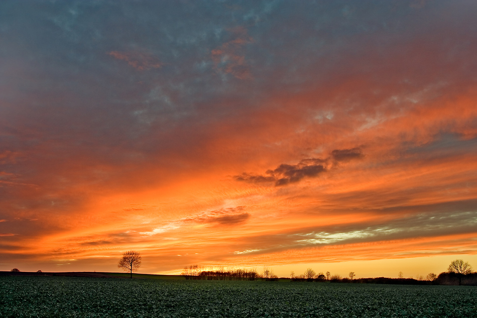 Sonnenuntergang über Feld