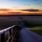 Sonnenuntergang über Heide mit Bodennebel