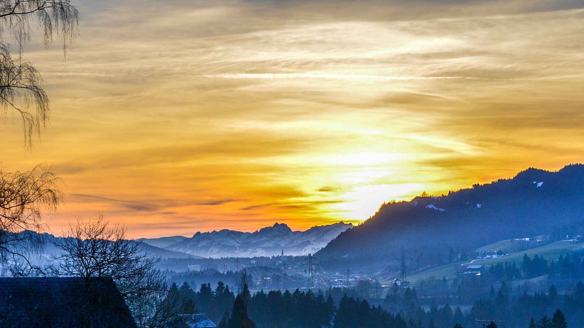 Sonnenuntergang über Langen bei Bregenz