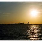 Sonnenuntergang über Liberty Island, New York