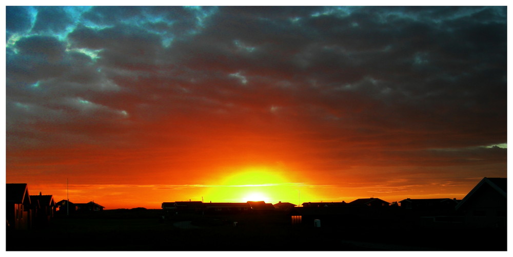 Sonnenuntergang über Loenstrup / Nordjütland.