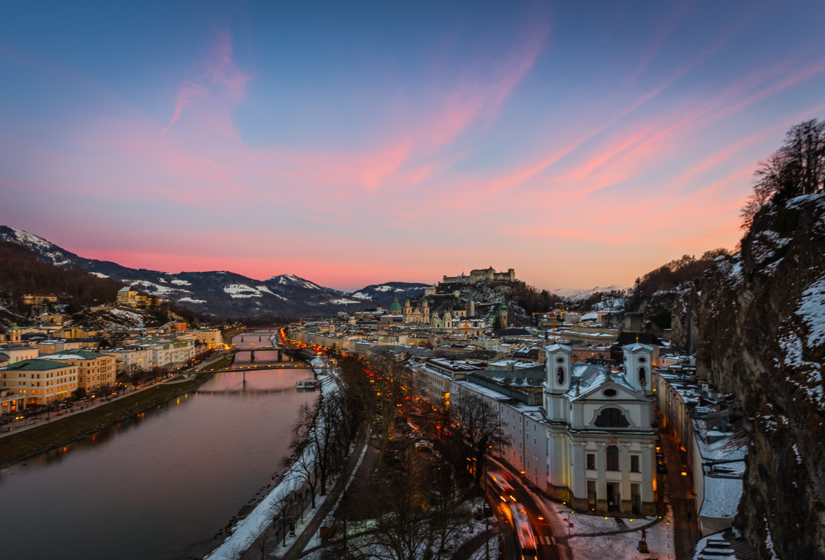 Sonnenuntergang über Salzburg