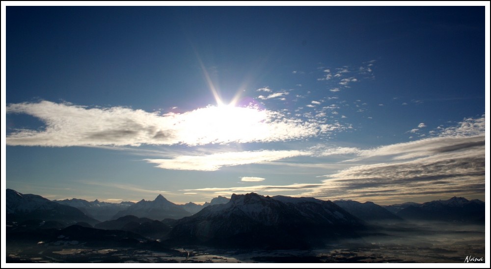 Sonnenuntergang über Salzburg