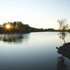 Sonnenuntergang über Stausee