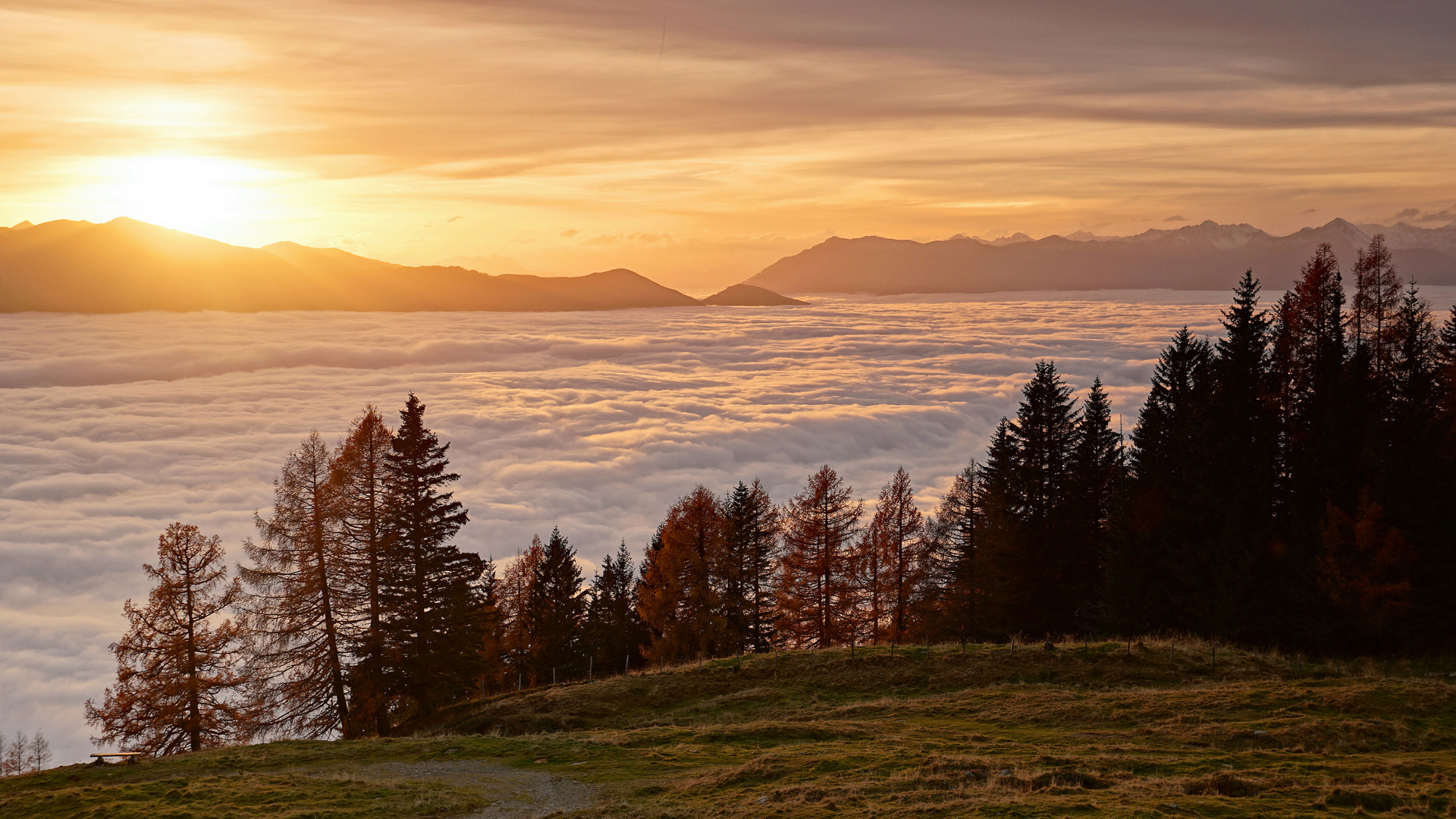 Sonnenuntergang überm Nebel