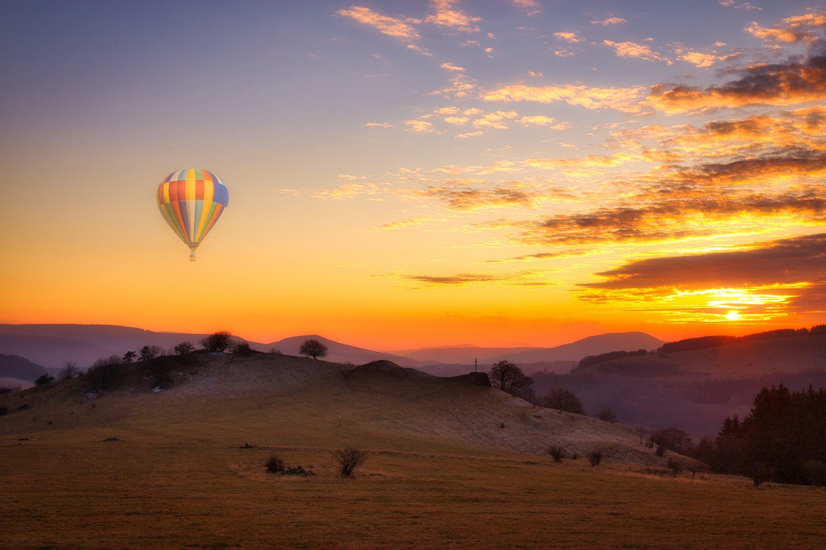 Sonnenuntergang überm Rockenstein - mit Ballon