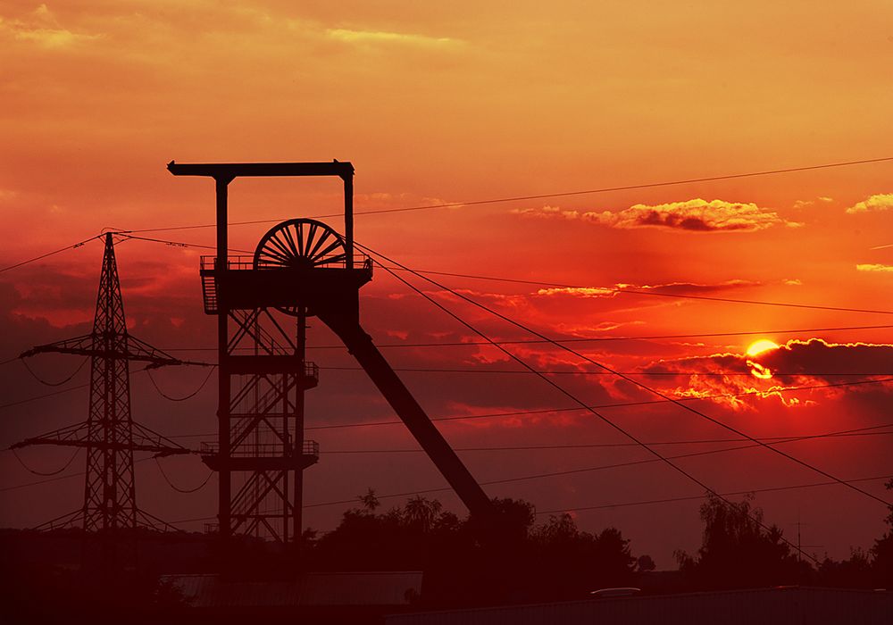 Sonnenuntergang überm Schacht