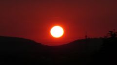 Sonnenuntergang übr dem Heuchelberg vom Husarenhof aus gesehen