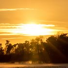 Sonnenuntergang und Bodennebel