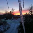 Sonnenuntergang und Eiszapfen