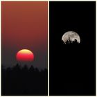 Sonnenuntergang und Mondaufgang