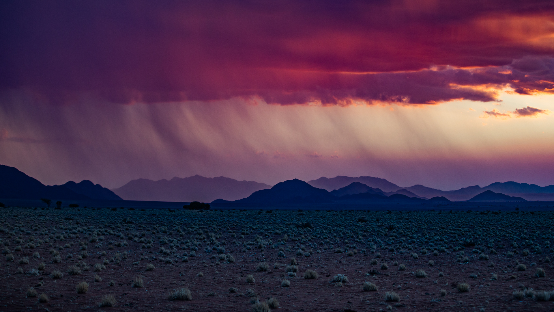 Sonnenuntergang und Regen