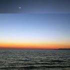  Sonnenuntergang und Sichelmond (Collage/Kreta)