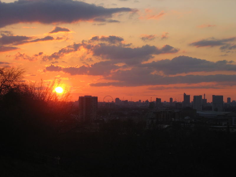 Sonnenuntergang vom Royal Observatory, Greenwich