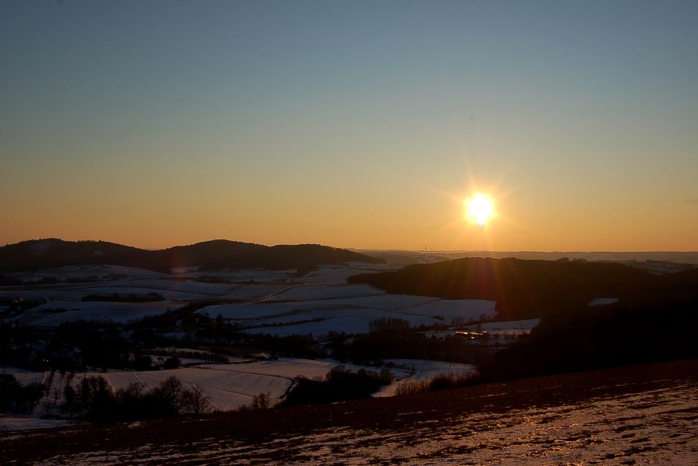 Sonnenuntergang von Banz Richtung Unterfranken