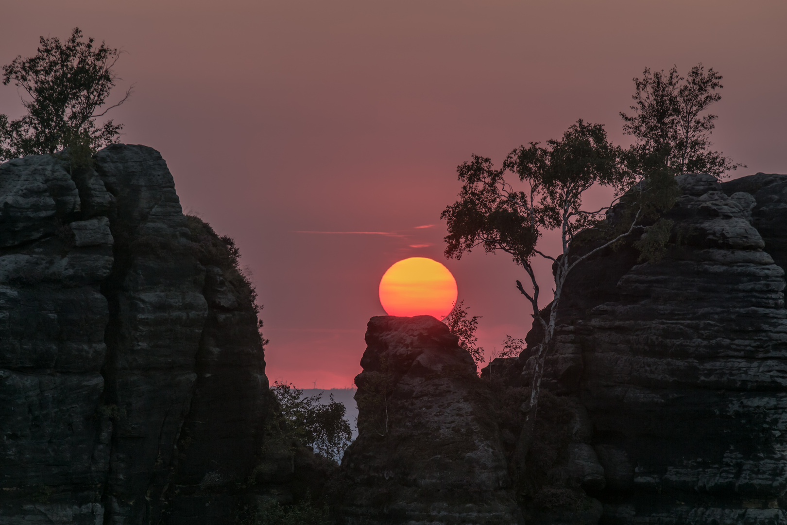 Sonnenuntergang von der Schrammsteinaussicht 