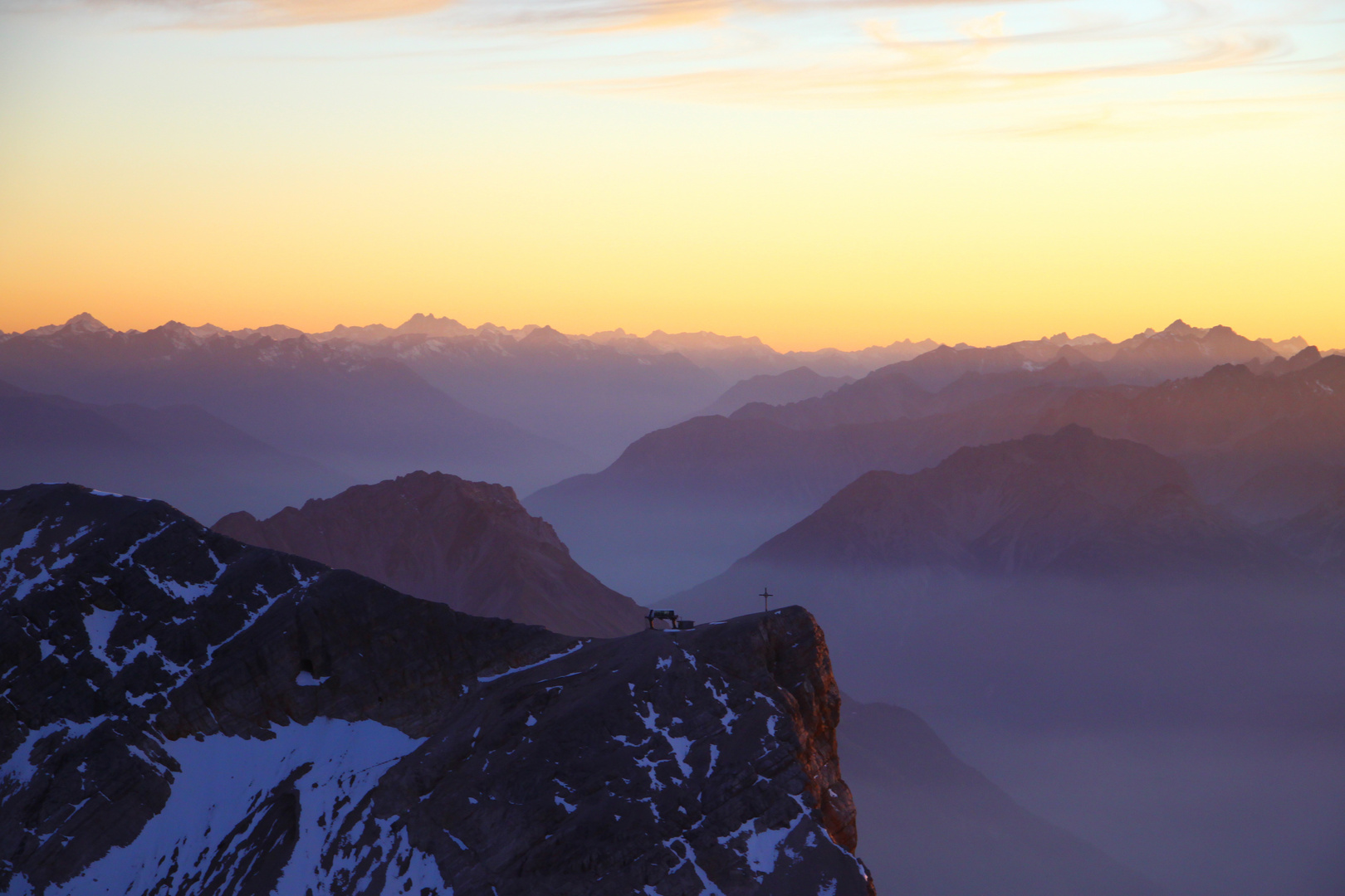 Sonnenuntergang von der Zugspitze aus