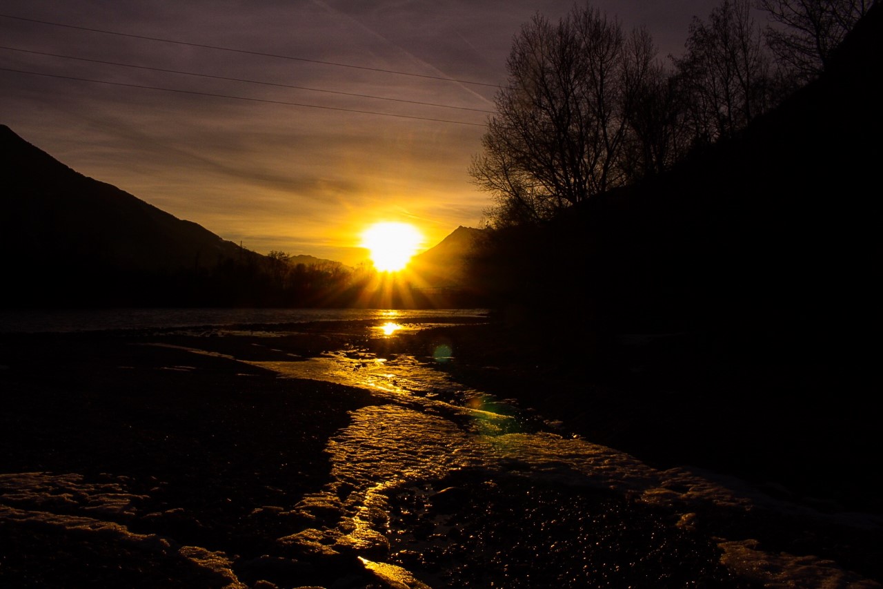 Sonnenuntergang Wasserfall Stams