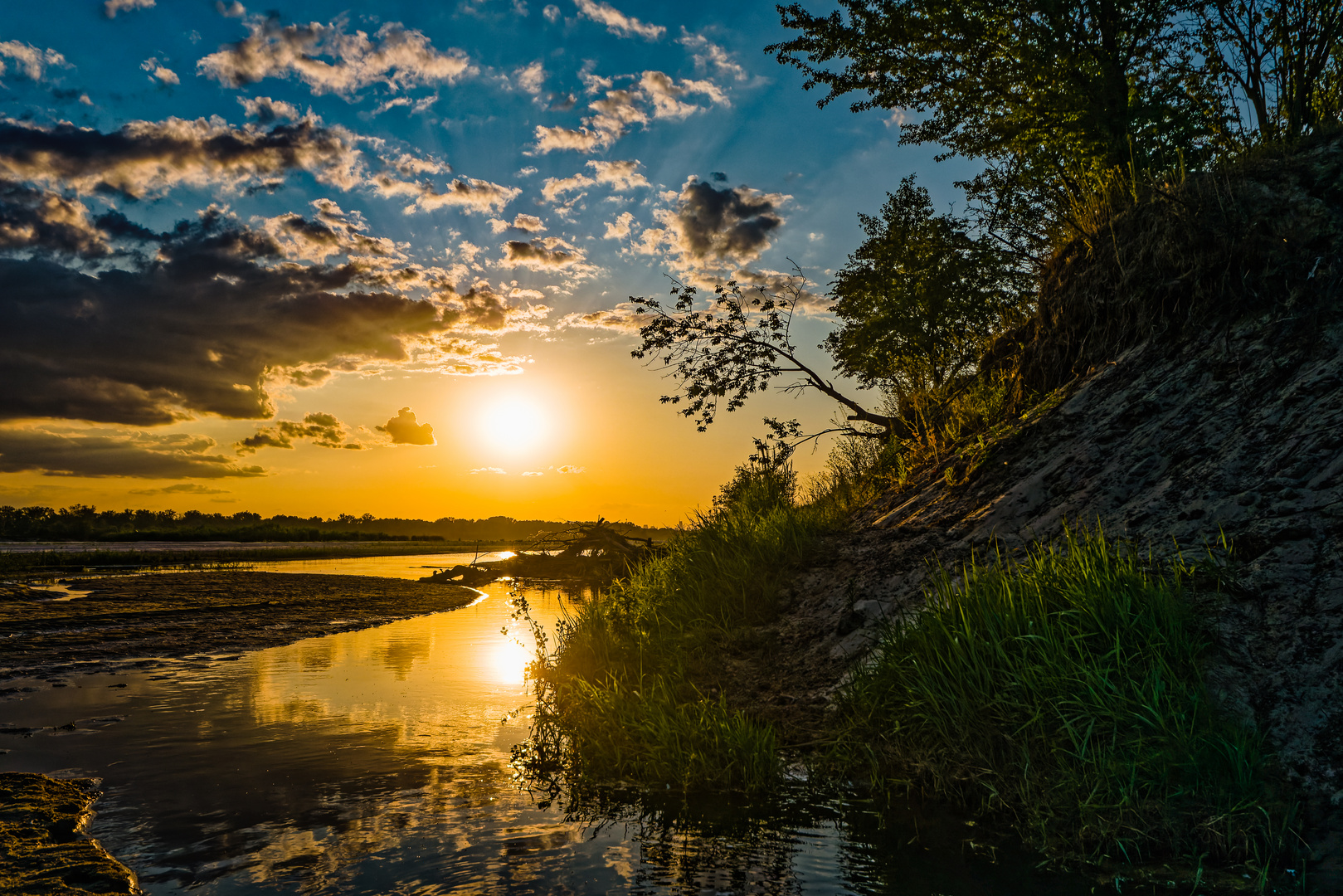 Sonnenuntergang, Weichsel, Warschau