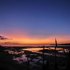 Sonnenuntergang zwischen Nusa Lembongan und Nusa Ceningan bei Ebbe