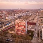 Sonnenuntergangsstimmung über dem Münchner Ostbahnhof