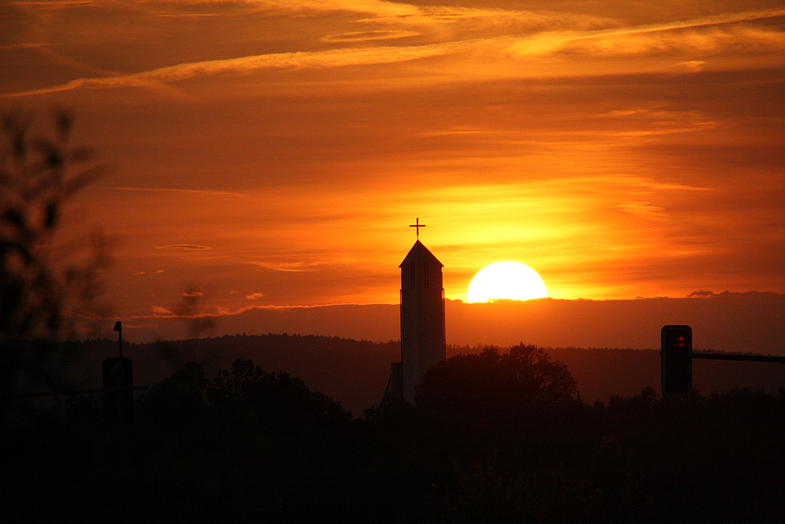 Sonneruntergang bei der Urlaubsrückreise